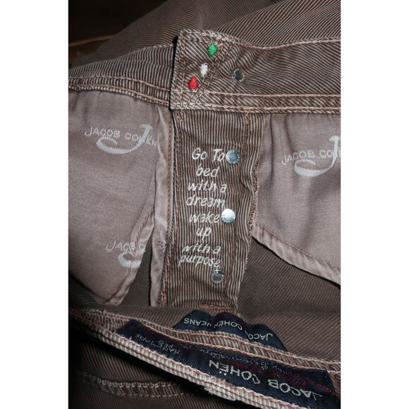 Jacob Cohen Men's Brown Jeans Size 37 X 34 Slim Ribbed Comfort Stretch Striped - Picture 14 of 14